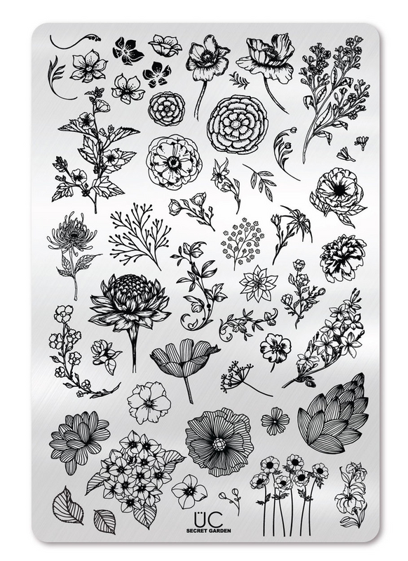 Secret Garden - UberChic Nail Stamping Plate, available at www.lanternandwren.com.