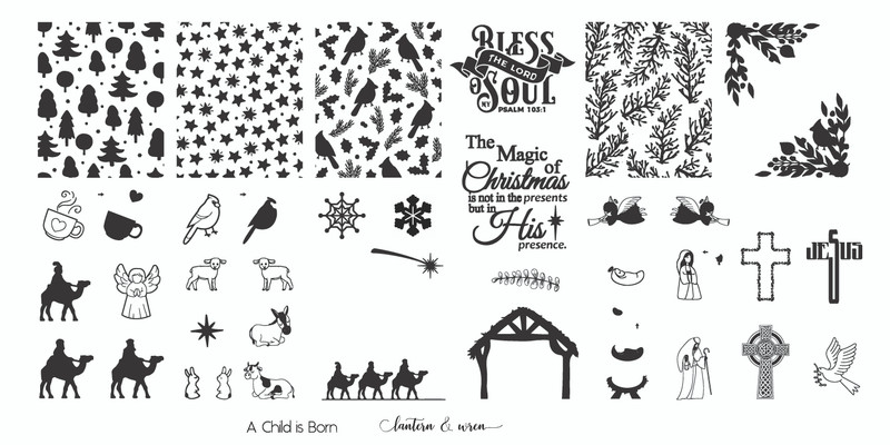 A Child is Born Christmas nail stamp plate, available exclusively at www.lanternandwren.com. A Child is Born Christmas nail stamp plate, available exclusively at www.lanternandwren.com.