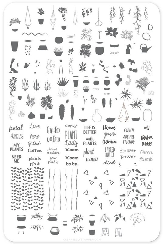 Crazy Plant Lady nail stamping plate by Clear Jelly Stamper, available at www.lanternandwren.com.