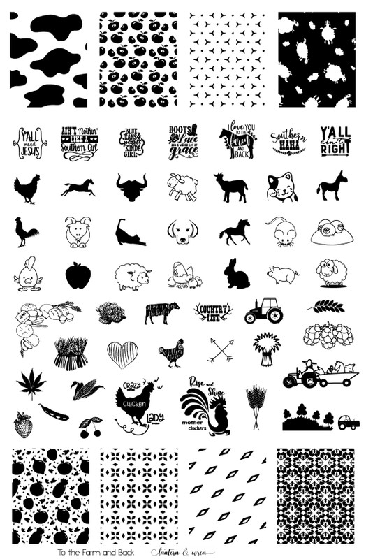 Lantern & Wren To the Farm and Back nail stamp plate, available at www.lanternandwren.com.