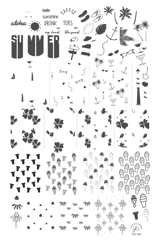 Summer nail stamping plate by Clear Jelly Stamper, available at www.lanternandwren.com.