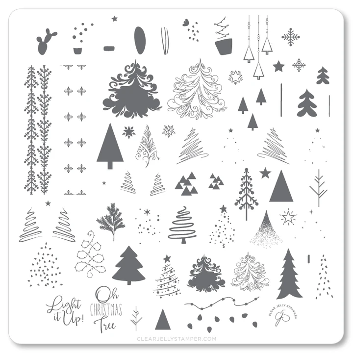 Oh Christmas Tree! nail stamping plate by Clear Jelly Stamper, available at www.lanternandwren.com.