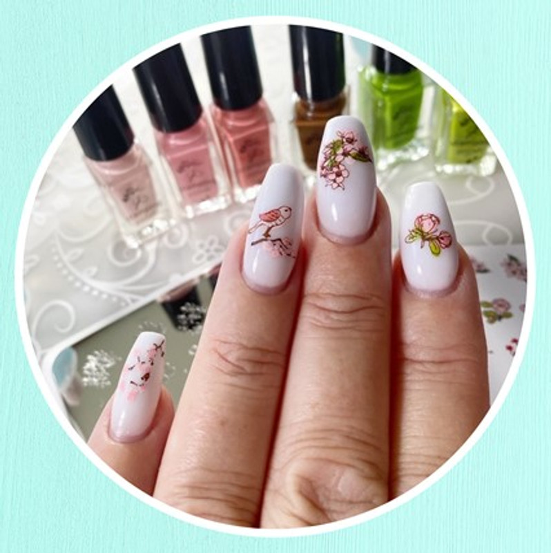 floral nails sakura ideas oval shaped elegant manicure | Cherry blossom  nails, Cherry blossom nails art, Floral nail designs