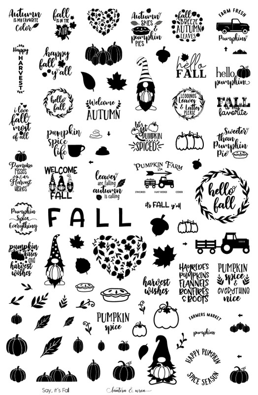 Say, It's Fall Lantern & Wren nail stamp plate, available at www.lanternandwren.com.