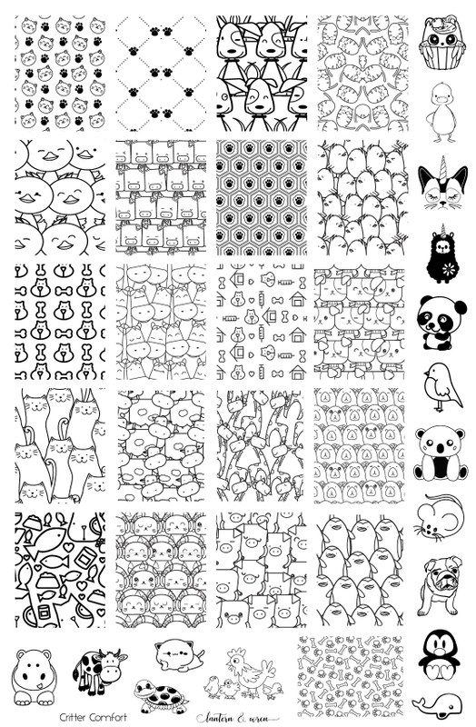 Critter Comfort nail stamping plate by Lantern & Wren. Available exclusively at www.lanternandwren.com.