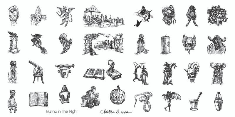 Bump in the Night Lantern & Wren nail stamp plate, available at www.lanternandwren.com.