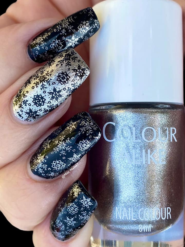 Colour Alike Joy silver nail stamping polish, available at www.lanternandwren.com.