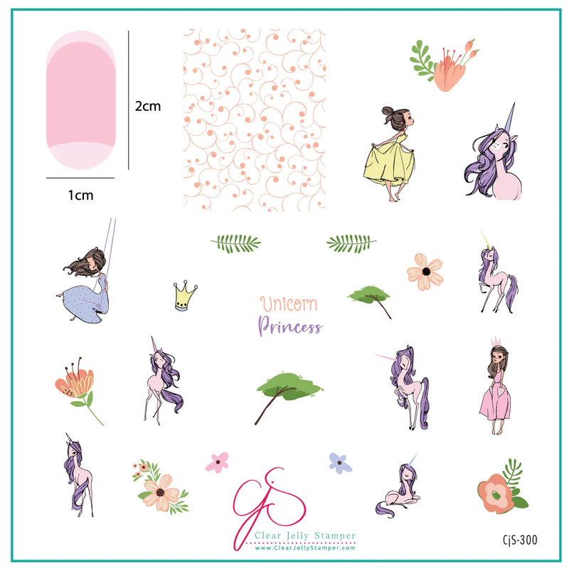 Clear Jelly Stamper Unicorn Princess nail art plate, available at www.lanternandwren.com.