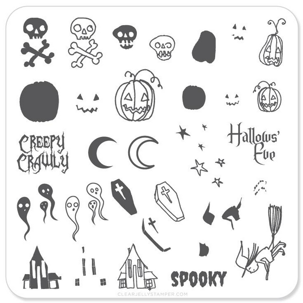 Clear Jelly Stamper Halloween - Spooky nail stamping plate