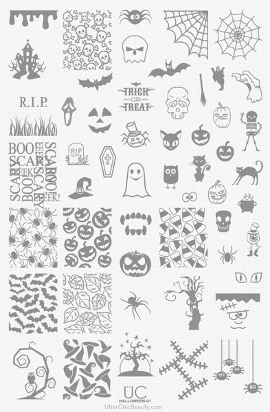 Halloween-01 - UberChic Nail Stamping Plate