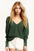 Sleeve Pullover Crop Sweater Top Long