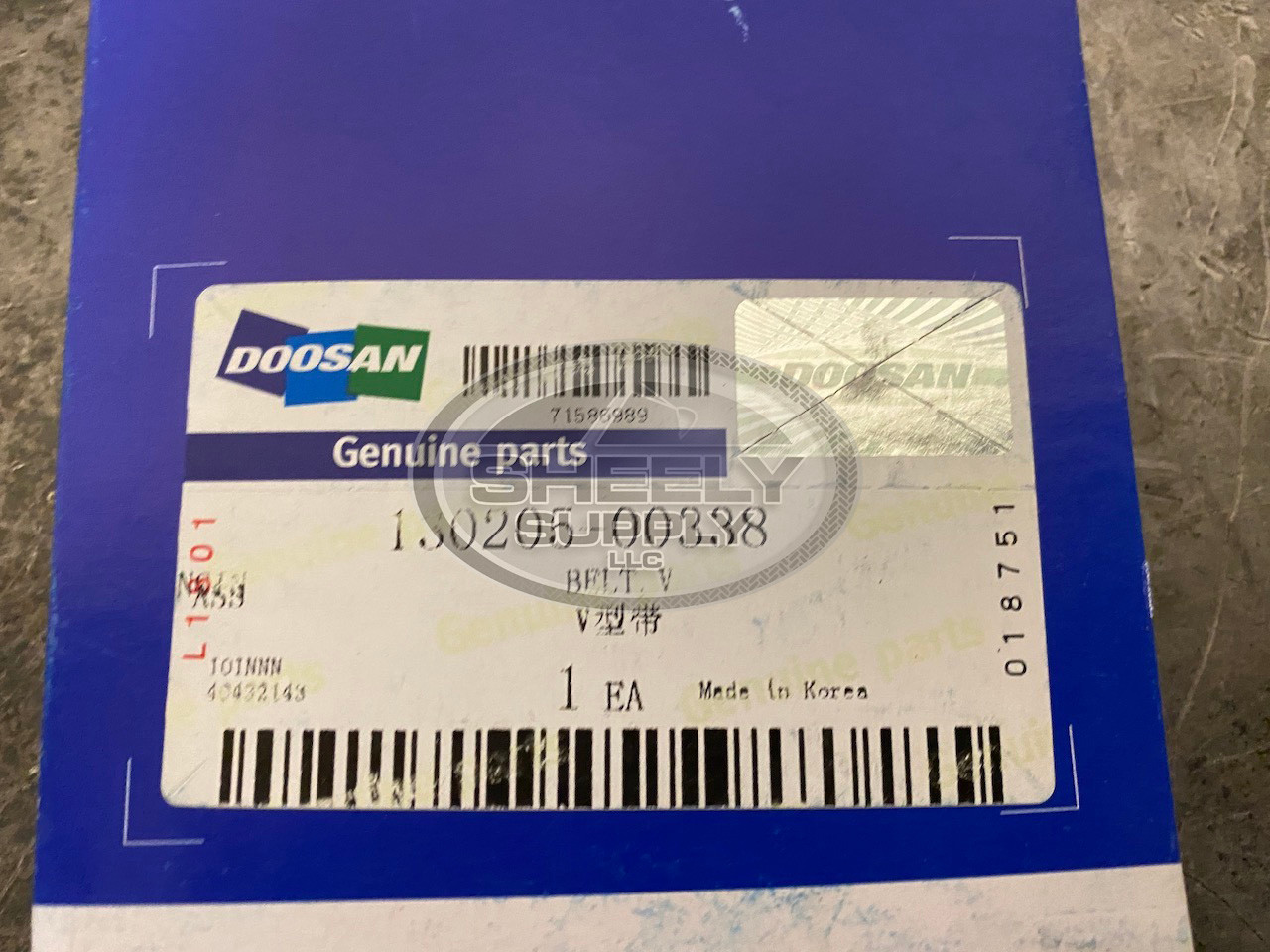 B＋COM ONE Doosan Forklift D34 Fan V-Belt P/N 130205-00338