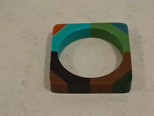 Lucite Square Bangle Bracelet Multicolor Acrylic