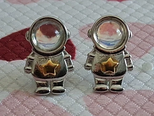 925 Sterling Silver Astronaut Stud Earrings