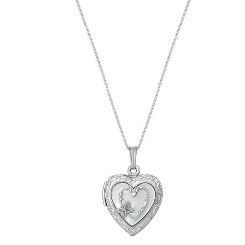 Sterling Silver Mother-of-Pearl Butterfly Locket Necklace