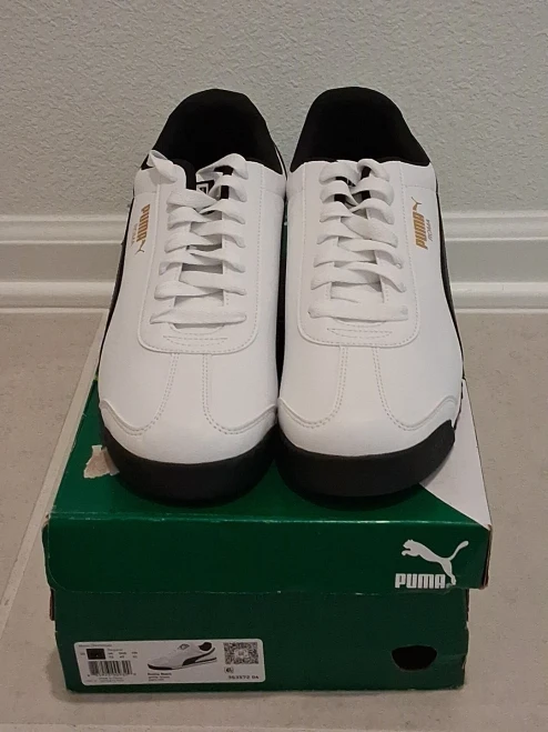Puma Roma Basic Athletic Lifestyle Sneakers White/Black 353572-04 Men's Size 13