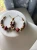 Bo-ho Style Beaded Hoop Earrings Red Brown & Cream Beads on Gold Tone Wire