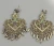 Ornate Vintage Open Heart Dangle Fringe Pierced Earrings Gold Tone
