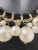 Vintage Faux Pearls On Gold Tone & Black Ribbon Choker 16” + 3” Extender