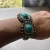 Women's Vintage Boho Silver Tone Faux Turquoise Cuff Hinge Bracelet