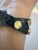 Tory Burch Flower Deco Logo Stud Leather Bracelet Dark Navy