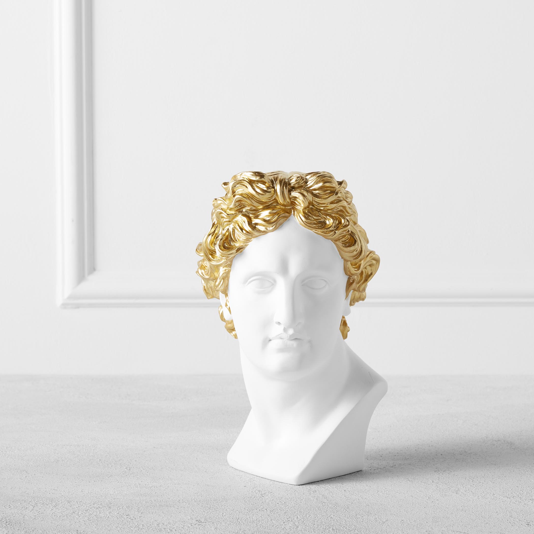 small david bust with gold hair