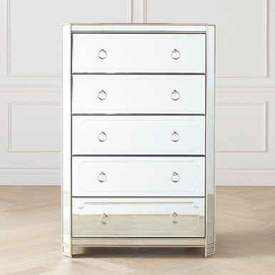 Ready To Ship - Simplicity Mirrored 5 Drawer Tall Chest