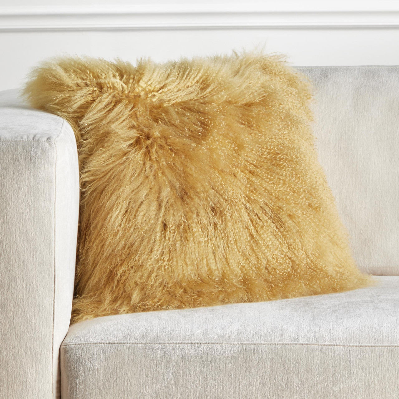 Gold Mongolian Fur Pillow Z Gallerie