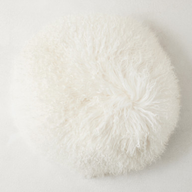 Mongolian Round Pillow 18" - White