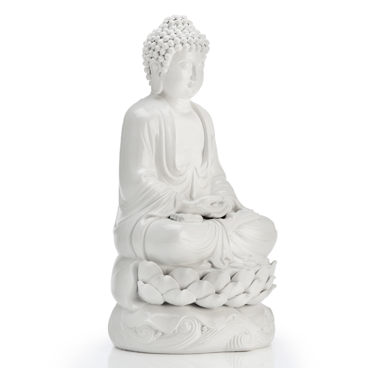 Buddha Statue White Stone Meditation Photo Art Print Picture F12X217