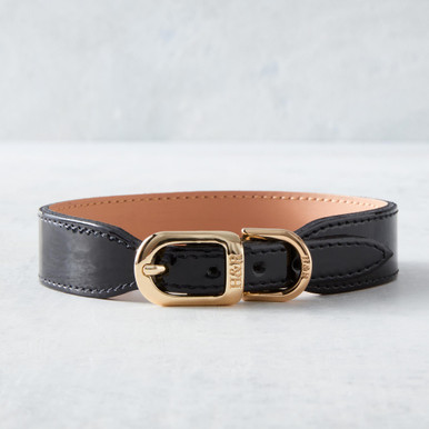 Italian Leather Collar  - Black Patent