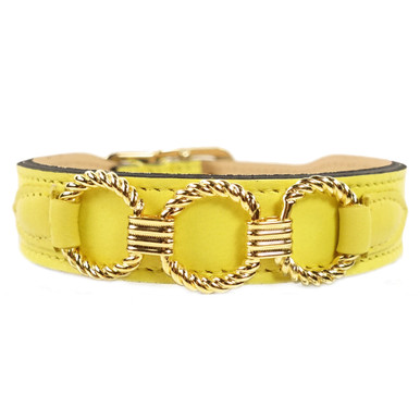 Athena Italian Leather Collar -  Yellow