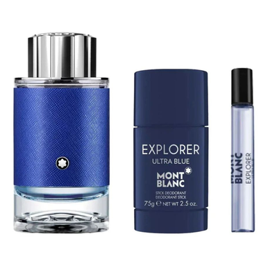 Mont Blanc Explorer Ultra Blue Gift Set 100ml EDP + 7.5ml Travel Spray + 100ml Shower Gel
