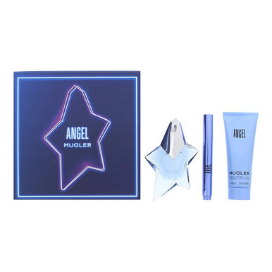 Mugler Angel Gift Set: 50ml EDP Refillable + 100ml Body Lotion + 7ml Perfuming Brush - Feel Gorgeous