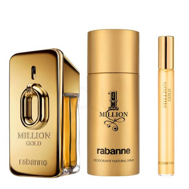 Paco Rabanne 1 Million Gold Gift Set 50ml EDP + 150ml Deodorant Spray + 10ml EDP Travel Spray