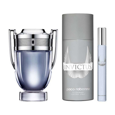 Paco Rabanne Invictus 100ml EDT + 150ml Deodorant Spray + 10ml EDT