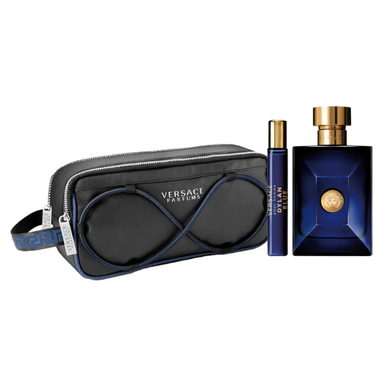 Versace Dylan Blue Pour Homme Gift Set 100ml EDT + 10ml EDT + Black Trousse