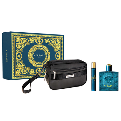 Versace Eros Gift Set 100ml EDT + 10ml EDT + Black Trousse