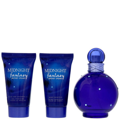 Britney Spears Midnight Fantasy Gift Set 100ml EDP +  50ml Shower Gel +  50ml Body Souffle - Feel Gorgeous