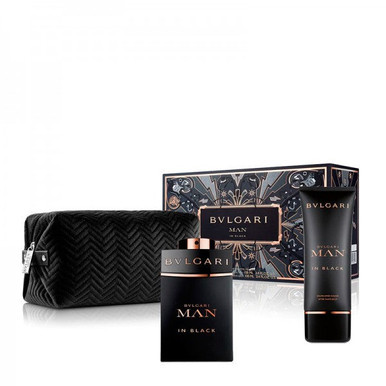 Bvlgari Man In Black Gift Set 100ml EDP + 100ml Aftershave Balm + Pouch