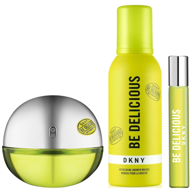 DKNY Be Delicious Gift Set EDP Spray 100ml+ EDP Spray 15ml+ Shower Mousse 150ml