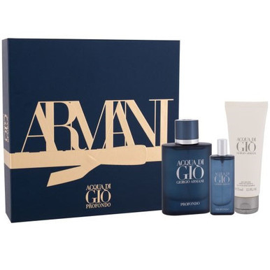 Giorgio Armani Acqua Di Gio Profondo Gift Set 75ml EDP + 15ml Eau De Parfum +  75ml Shower Gel