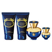 Versace Dylan Blue Pour Femme Gift Set 100ml EDP + 100ml Shower Gel + 100ml Body Lotion + 5ml EDP