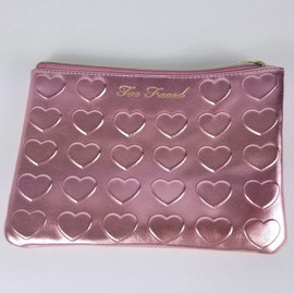 Too Faced Heart Pink Metallic Cosmetic Bag