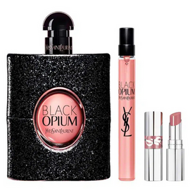 Yves Saint Laurent Black Opium 90ml EDP Spray + 10ml EDP Spray+ 1.3G Lipstick Set