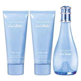 Davidoff Cool Water Woman Gift Set 100ml EDT + 75ml Body Lotion + 75ml Shower Gel
