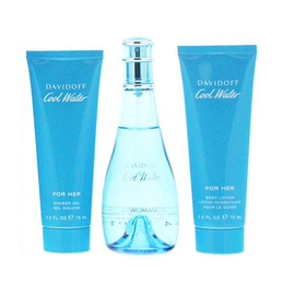 Davidoff Cool Water Woman Gift Set 75ml EDT + 75ml Body Lotion + 75ml Shower Gel