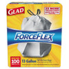 Forceflex Tall Kitchen Drawstring Trash Bags, 13 Gal, 0.72 Mil, 23.75" X 24.88", Gray, 100/box