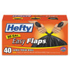 Easy Flaps Trash Bags, 30 Gal, 1.05 Mil, 30" X 33", Black, 40/box