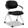 Hvl303 Nesting Arm Chair, Supports Up To 250 Lb, 19" Seat Height, Black Seat, Black Back, Silver Base